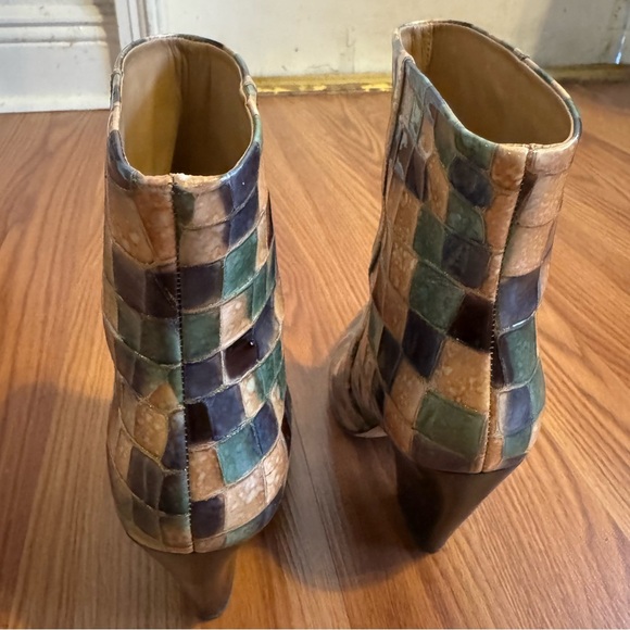 Tory Burch Lila 90mm Painted‎ Hand Embossed Ankle Boots Green multicolored - Picture 8 of 10